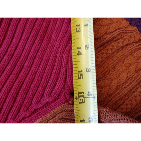 lagenlook Theo Miles sweater 3x Color Block Cable Knit Mix 32" Length - Picture 6 of 8